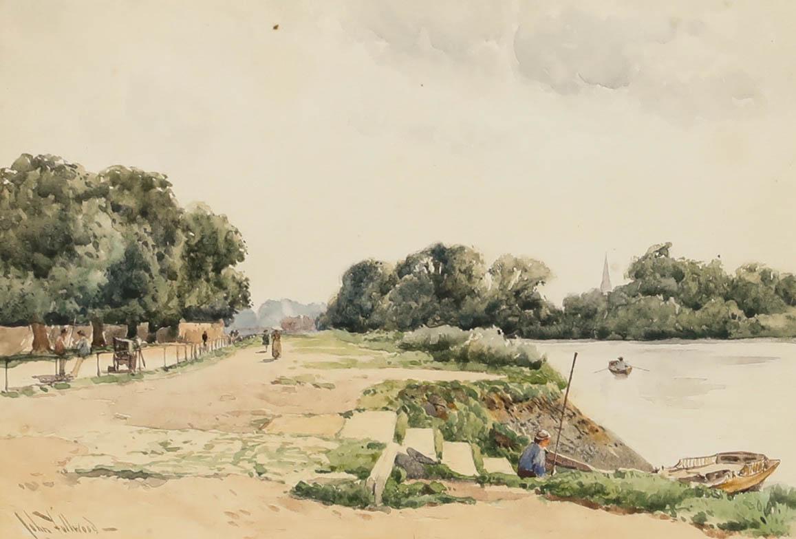 John Fullwood RBA (1854-1931) - Acuarela de finales del siglo XIX, En el Támesis - Art de Unknown