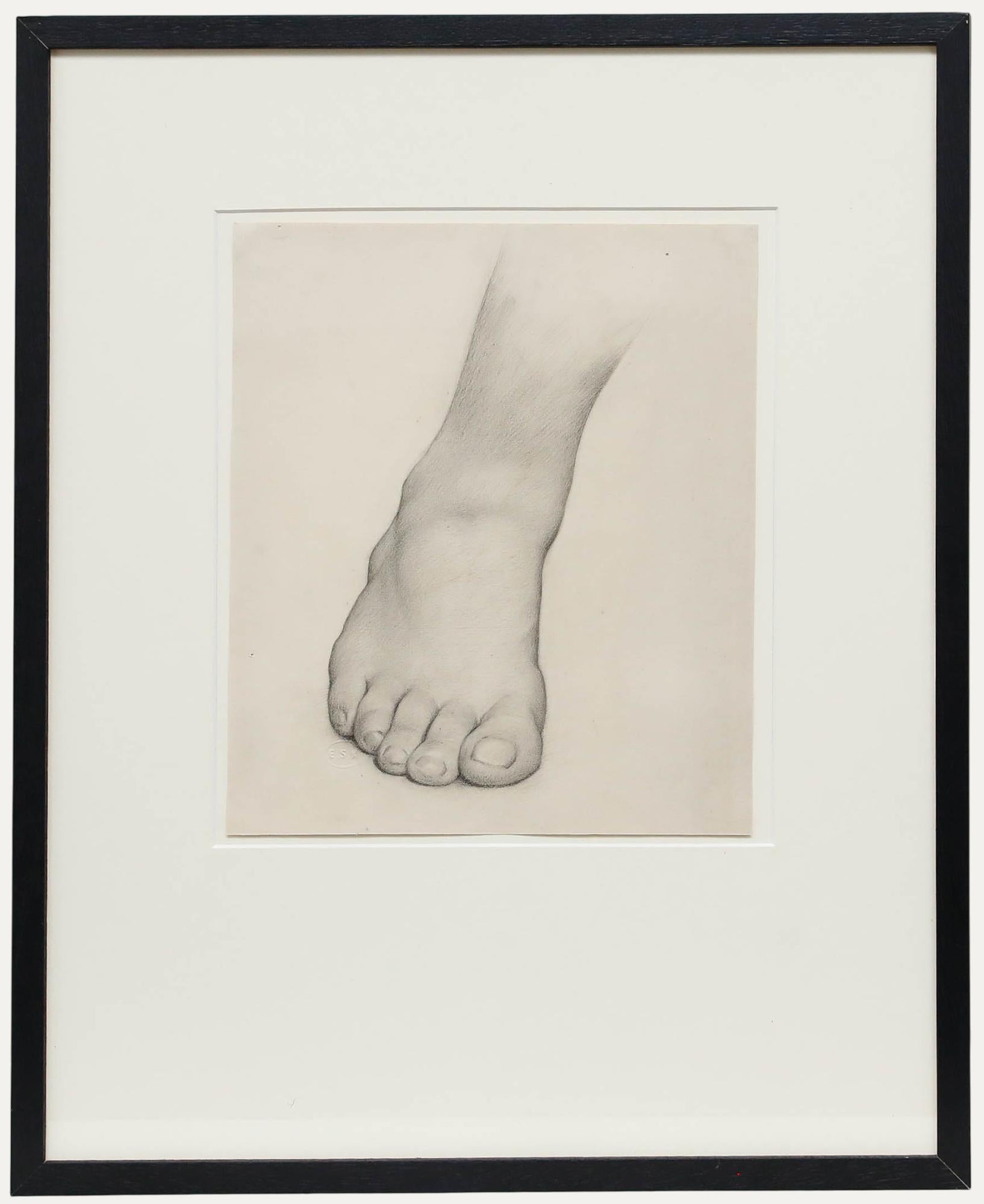 Edward Ridwards (1883-1946) - Dessin au graphite, Étude d
un pied II