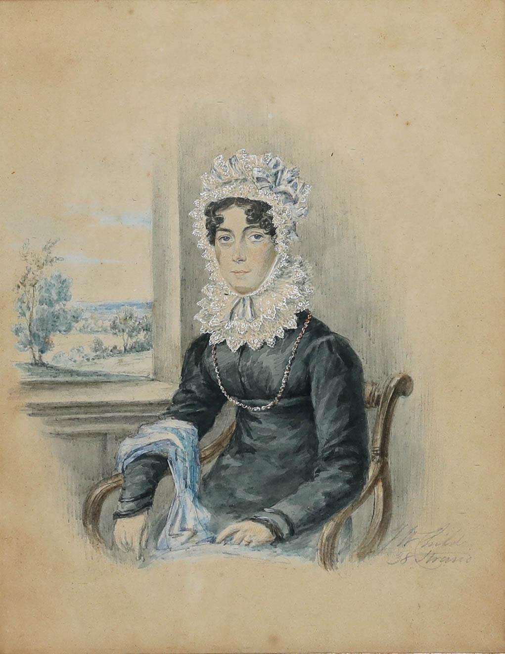 James Warren Child (1778-1862) - Acquerello del 1838, Ritratto di Harriet Brooke - Art di Unknown