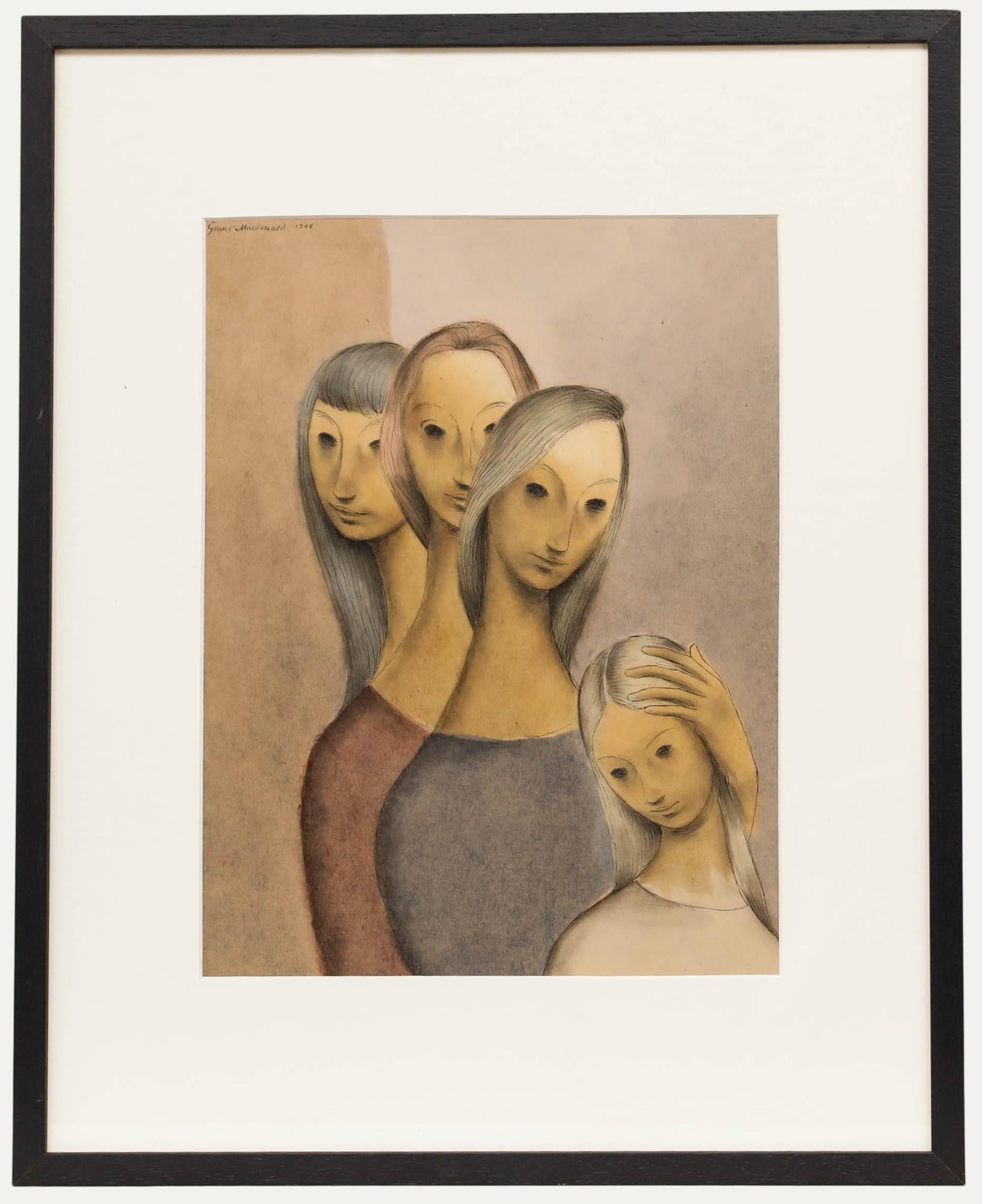 Grant Kenneth MacDonald (1909-1987) - 1948 Pen and Ink Drawing, Four Sisters