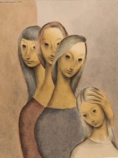 Grant Kenneth MacDonald (1909-1987) - 1948 Pen and Ink Drawing, Four Sisters