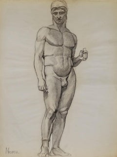 Pierre Neveu (geb. 1929) - Mitte 20. Jahrhundert Graphitzeichnung, Akademische Studie X