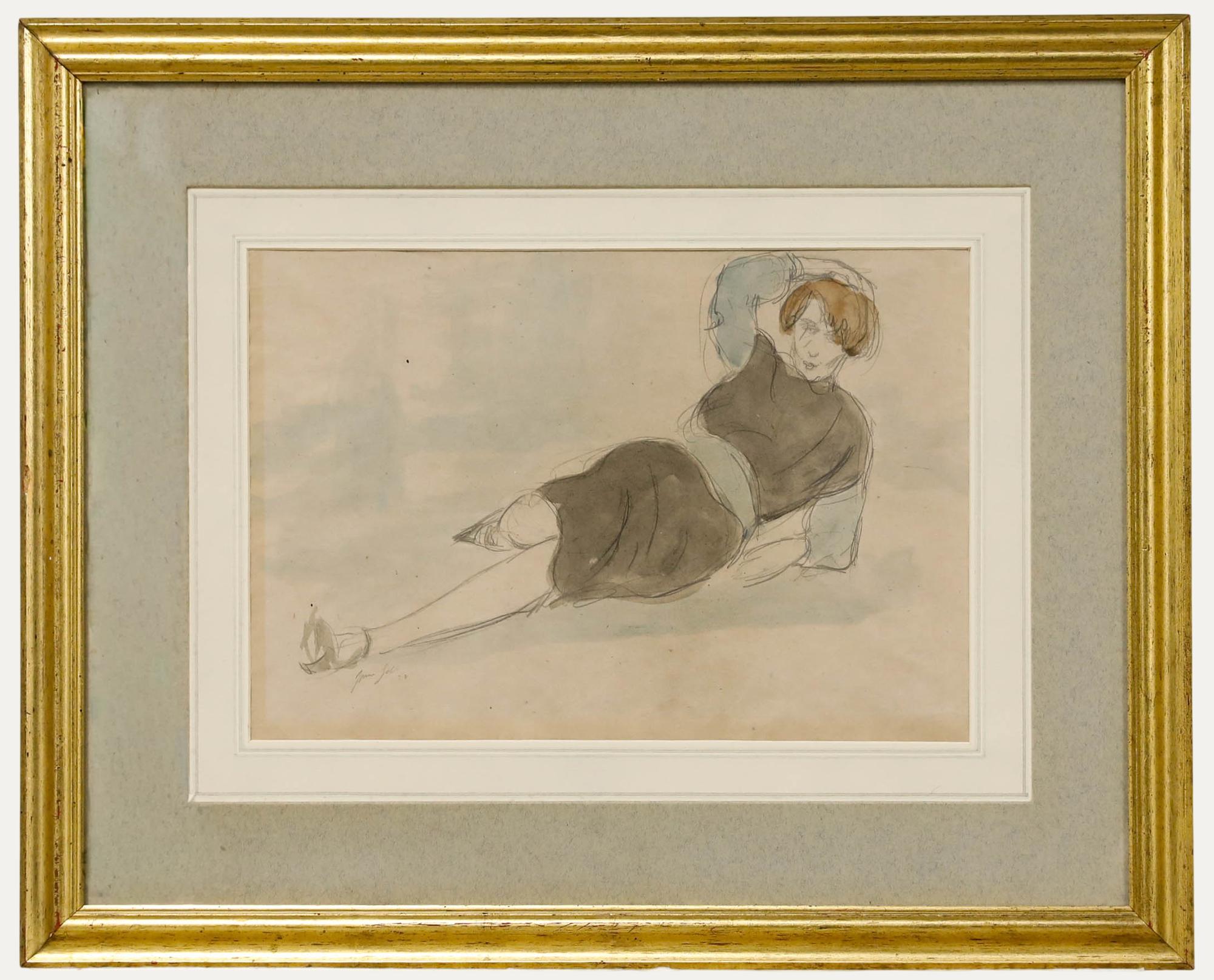 Imre Goth (1893-1982) - Framed 1928 Graphite Drawing, Lady Reclining