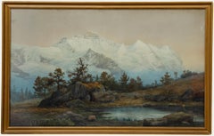 Framed Late 19th Century Watercolour - Swiss Mountain Landscape