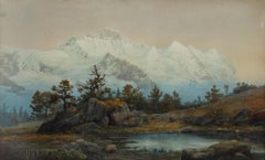 Framed Late 19th Century Watercolour - Swiss Mountain Landscape