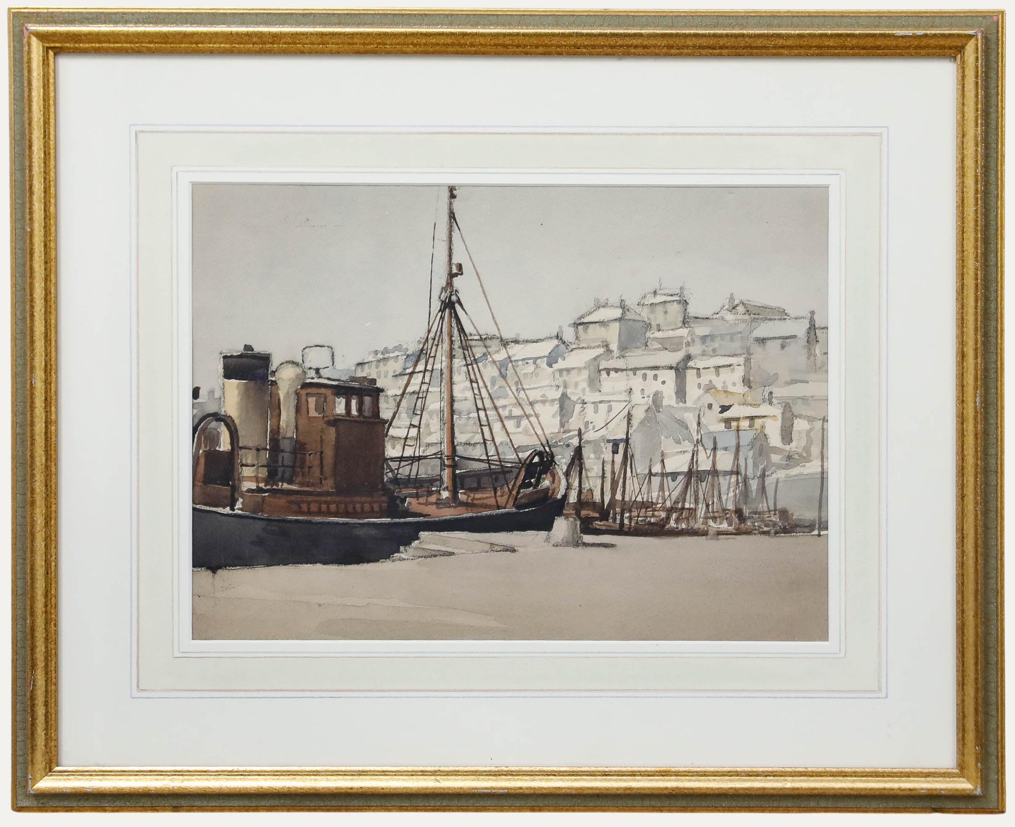 20th Century Watercolour - View of the Boats