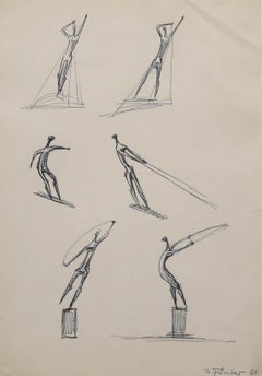 Ursula Hanke-Förster (1924-2013) - 1961 Pen and Ink Drawing, Sculptural Studies