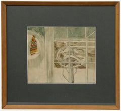 David Holt (1928-2014) - Framed 1970 Watercolour, Looking Out the Window