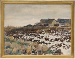 Oscar Bojeson (1879-1930) - Early 20th Century Watercolour, Winter Farm