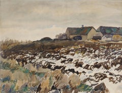 Oscar Bojeson (1879-1930) - Early 20th Century Watercolour, Winter Farm