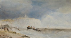 Edward Tucker (1830-1909) - Watercolour, Scarborough Castle from Cornelian Bay