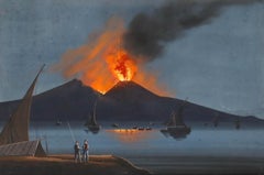 Attrib. Gioacchino La Pira (act.1839-1870) - Gouache, The Eruption of 1850