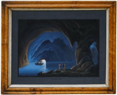 Attrib. Gioacchino La Pira (act.1839-1870) - 19th Century Gouache, Grotta Blu