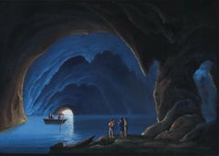 Attrib. Gioacchino La Pira (act.1839-1870) - 19th Century Gouache, Grotta Blu
