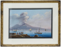 Attrib. Gioacchino La Pira (act.1839-1870) - Gouache, Mount Vesuvius