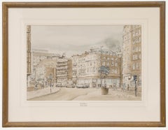 Hughes McKenzie (1909-2005) - Aquarelle encadrée de 1985, Aldgate High Street