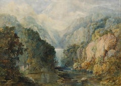 Charles Nicholls Woolnoth RWS (1815-1906) - Watercolour, Beneath the Waterfall