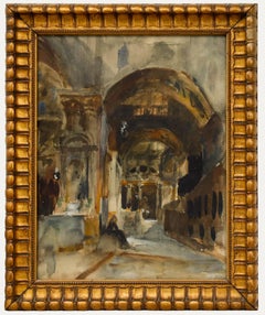 Adolf Schill (1848-1911) - Watercolour, North Aisle, St Mark's Basilica, Venice