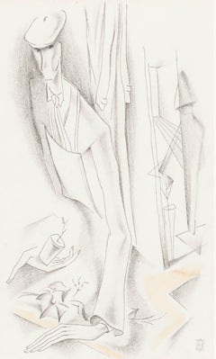 Iris Hardcastle (c.1919-2013) - Disegno in grafite, La finestra rotta