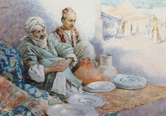 B. Giuseppe Chiarglini - Fine 19th Century Watercolour, Market Traders