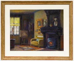 T. Clesque - Framed Mid 20th Century Pastel, The Artist's Living Room