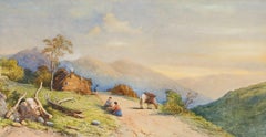 Attrib. Thomas L. Rowbotham (1823-1875) - Watercolour, Farm Near the Dolomites
