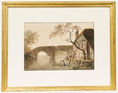 John James Barralet (1747-1815) - Framed Watercolour, Washing Clothes by a River