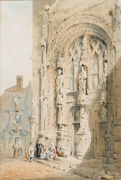 W.H. Chambers after Samuel Prout - 1887 Watercolour, Porch of St. Symphorien