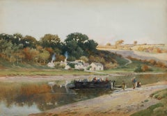 Peter Ghent (1856-1911) - Framed Watercolour, Tal-y-Cafn Ferry