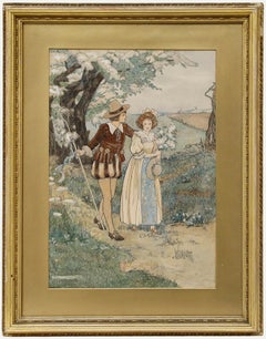Carrie Solomon - Framed 1911 Watercolour, Rosalind and Celia