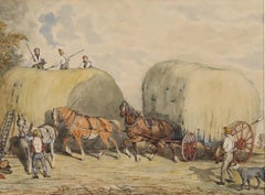 Framed Mid 19th Century Watercolour - Pulling The Hay Wagon