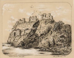 Alex G. Thomson - Framed Mid 19th Century Charcoal Drawing, Chateau Gaillard