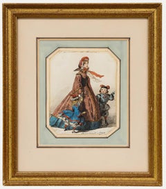 Attrib. William McConnell (fl.1850-1890) - 1862 Watercolour, Mother & Children