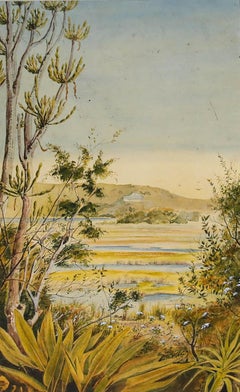Framed 1886 Watercolour - View Across the Plain