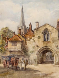 Alice Blanche Ellis (fl. 1876-1916) - Watercolour, Gateway in Salisbury