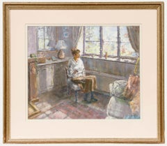 Leslie Shelton - Gerahmtes Pastell des 20. Jahrhunderts, Reflections