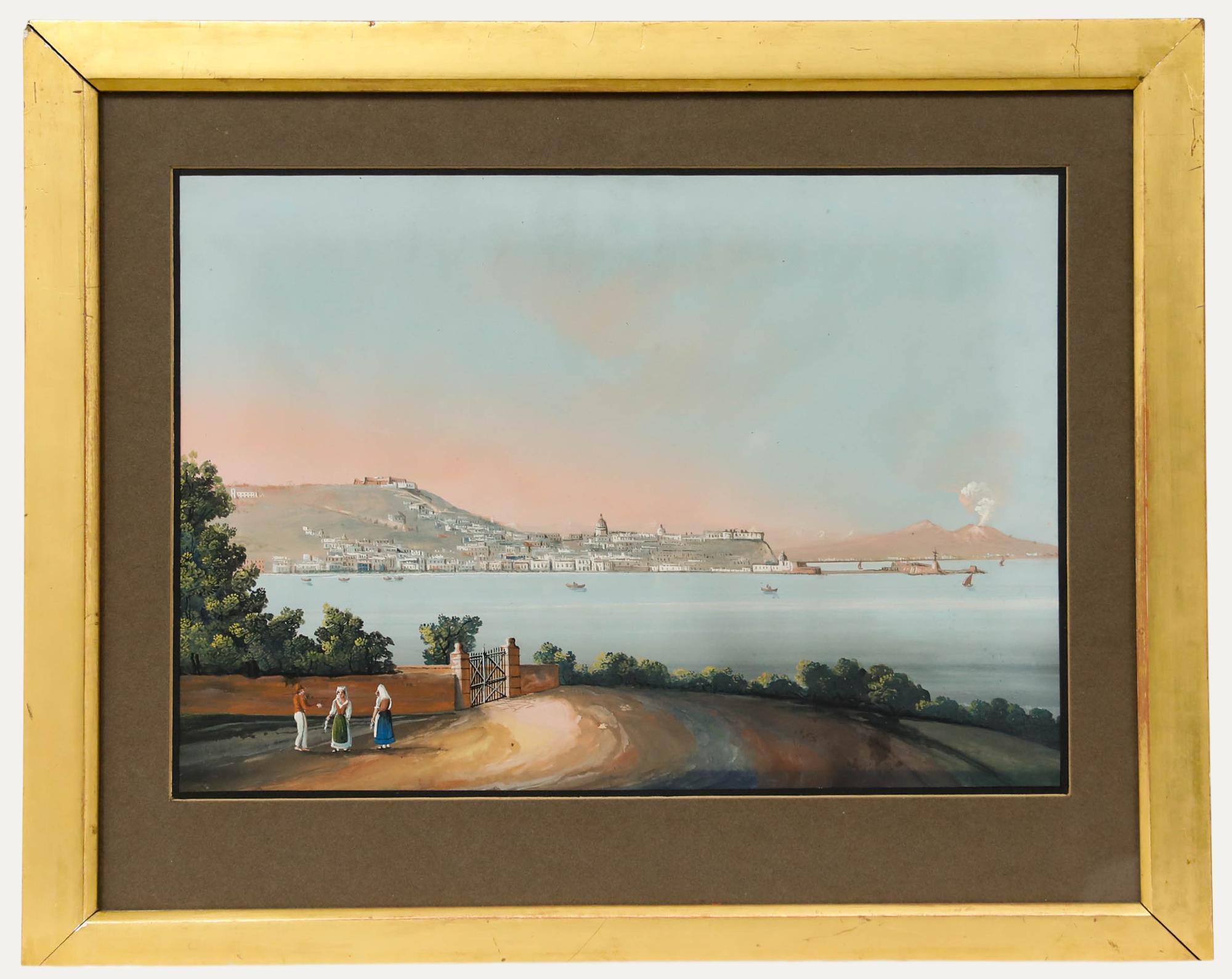 Neapolitan School Late 19th Century Gouache - The Bay of Naples