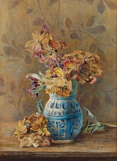 Pauline Walker - Late 19th Century Watercolour, Still life with Dying Flowers