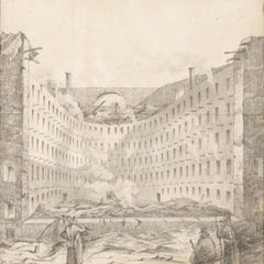 G. Nain - Mid 19th Century Graphite Drawing, Bolshoi Theatre