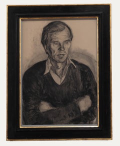 20th Century Charcoal Drawing - Portrait of Sir Geoffrey Shakerley, 6th Baronet