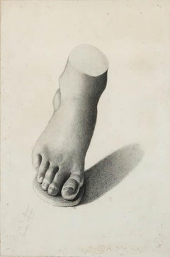 Henrietta M. Morgan - Framed 1872 Graphite Drawing, Foot Study