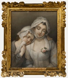 After Jean-Baptiste Greuze (1725-1805) - 19th Century Pastel, Girl and Her Maid