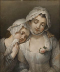 After Jean-Baptiste Greuze (1725-1805) - 19th Century Pastel, Girl and Her Maid