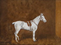 Reuben Ward Binks (1880-1950) - Framed Gouache, Grey Horse in a Stable