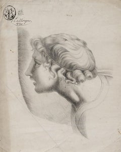 Nach Raphael - 1830 Graphitzeichnung, Kopfstudie eines jungen Mannes