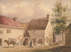 Círculo de John Thirtle (1777-1839) - Acuarela de principios del siglo XIX, Un corral