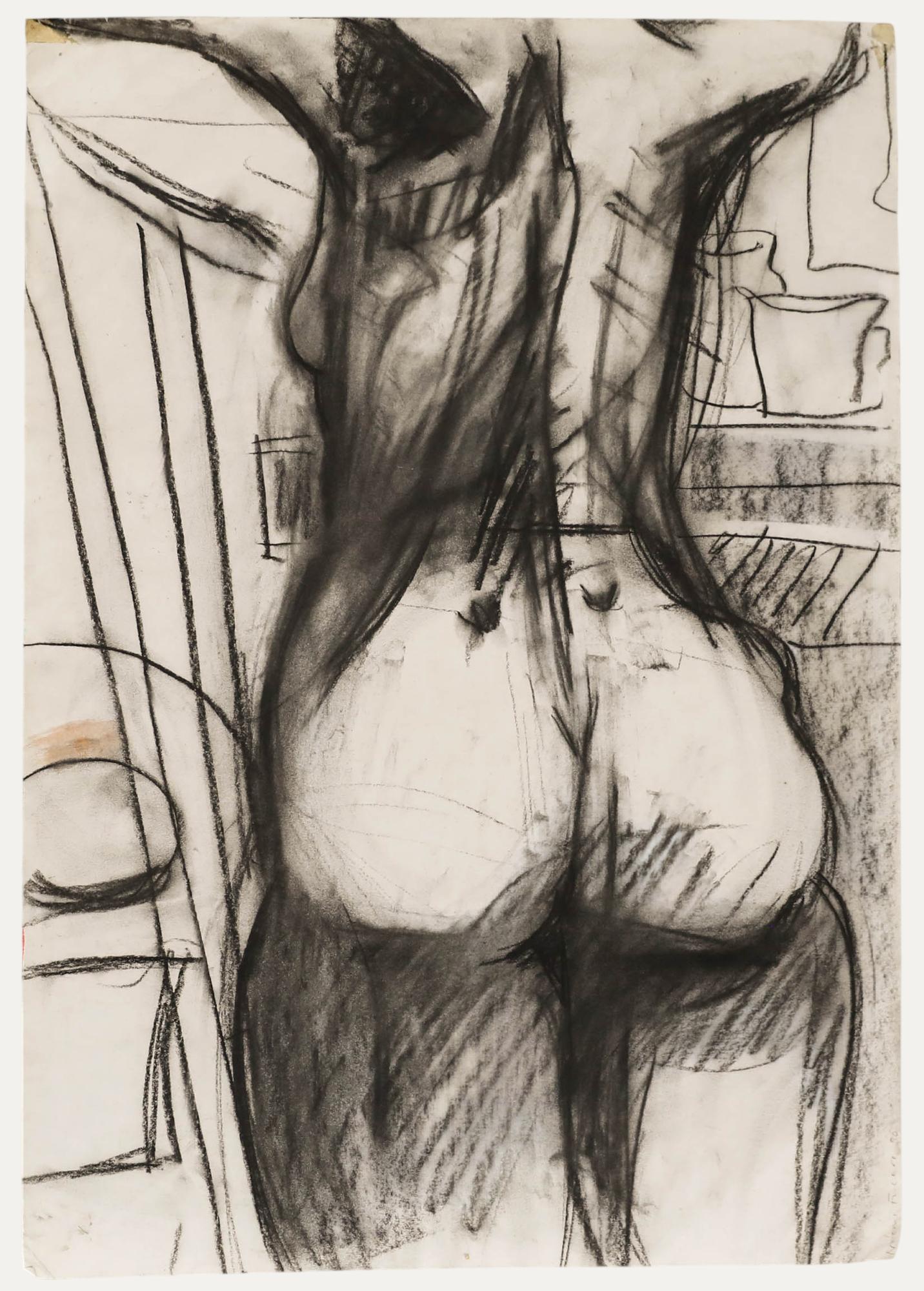 Naomi Frears (b.1963) - 1990 Charcoal Drawing, Life Study III