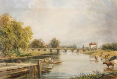 S. Wilkes - Framed 19th Century Watercolour, Punting on the River