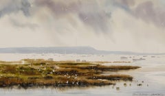 Christopher Hollick (b.1946) - Framed Watercolour, Sea Birds & Boats