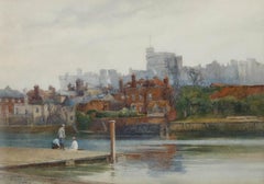Russell Dowson (1841-1914) - Framed 1888 Watercolour, Windsor from the Thames